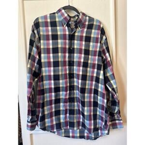 Cutter & Buck Men’s Plaid Button-Up Shirt L 100% Cotton Multicolor Classic Fit